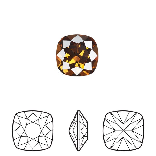 Fancy stone 1pkg72 smoked topaz foil back, Swarovski&reg; ReCreated&trade;, 12mm square cushion 4470 image number 0
