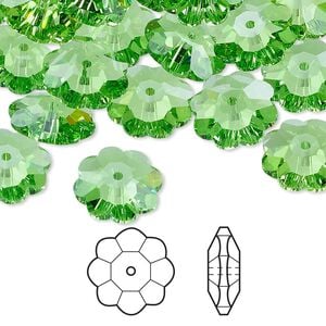 Margarita flower 144pk peridot, Swarovski&reg; 12x4mm 3700