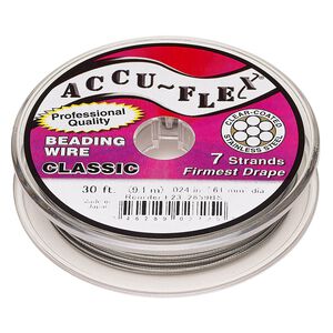 Beading wire, Accu-Flex&reg;, nylon and stainless steel, clear, 7 strand, 0.024-inch diameter. Sold per 30-foot spool.