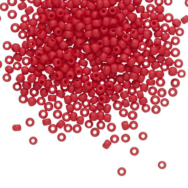 Seed bead, TOHO BEADS&reg;, glass, pkg/7.5g, #11 round, opaque frosted pepper red (TR-11-45F). image number 0