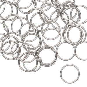 Jump ring 1pkg50 stainless steel, 10mm welded closed round, 20 gauge / 8.4mm inside diameter