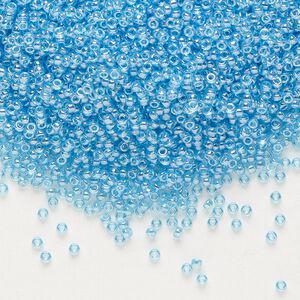 Seed bead, Miyuki, glass, pkg/250g, #15 rocaille, translucent luster ocean blue, (RR-321D).