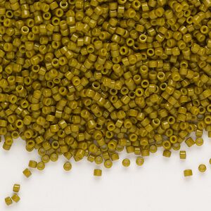 Seed bead, Delica&reg;, glass, pkg/7.5g, #11 round, Duracoat&reg; opaque outside dyed Spanish olive (DB-2141).