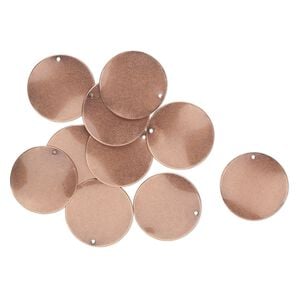 Drop, antique copper-plated steel, 26mm wavy flat round. Sold per pkg of 100.
