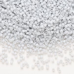 Seed bead, Delica&reg;, glass, pkg/50g, #11 round, opaque matte glazed luster pale blue grey (DB-0357-1).