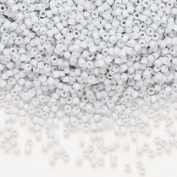 Seed bead, Delica&reg;, glass, pkg/50g, #11 round, opaque matte glazed luster pale blue grey (DB-0357-1). image number 0