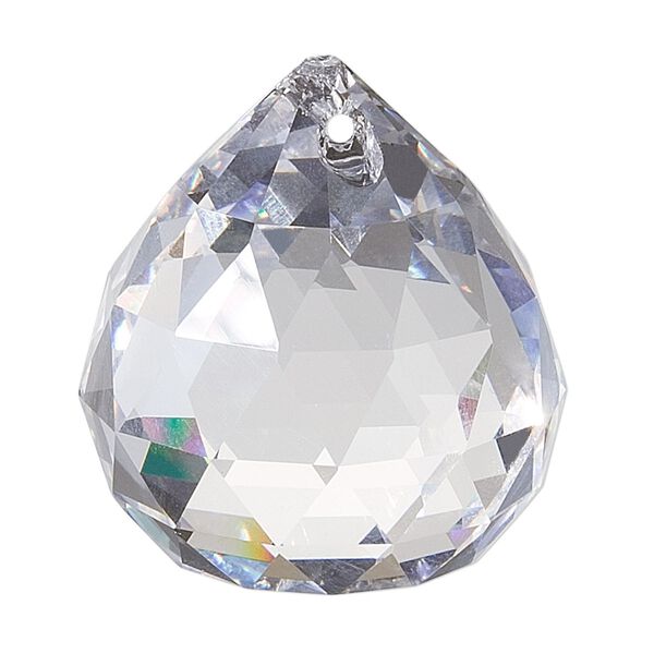 Suncatcher 5pk clear, Asfour Crystal 35x30mm top-drilled triangle-faceted round teardrop image number 0