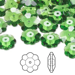 Margarita flower 12pk fern green, Crystal Passions&reg; 12x4mm 3700