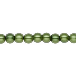 Hemalyke&trade; 1pkg1, pearlescent emerald green, magnetic round bead 15.5-16 inch 6mm