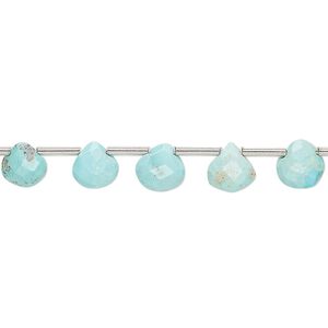 Imperial crown turquoise 1pkg17, hand-cut top-drilled faceted puffed teardrop bead natural 5-7mm