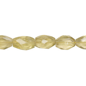 Lemon smoky quartz and smoky quartz 1pkg1, hand-cut faceted oval bead, 14 inch 9x5mm-11x7mm
