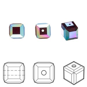 Bead 6pk garnet AB, Crystal Passions&reg; 8mm cube 5601