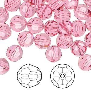 Bead 144pk rose, Crystal Passions&reg; 8mm round 5000