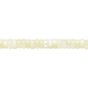 Mother-of-pearl shell 1pkg1, heishi bead 15.5 to 16 inch light green 5x2mm