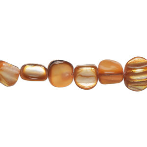 Mother-of-pearl shell 1pkg1, pebble bead 15 inch orange medium