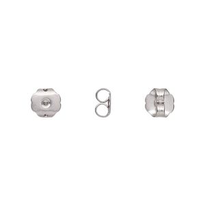 Earnut 1pkg20, 6x6mm scalloped round, stainless steel 10 pair