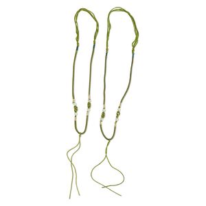 Imitation silk / jadeite 1pkg2, macram&eacute; necklace cord adjustable 20 inch / 5.5 inch dangle 2-3.5mm