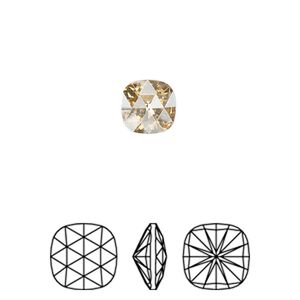Fancy stone 2pk crystal golden shadow foil back, Crystal Passions&reg; 8mm rose cut cushion 4471