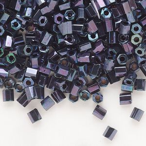 Seed bead, Dyna-Mites&trade;, glass, opaque iris blue, #6 hex 2-cut. Sold per 40-gram pkg.