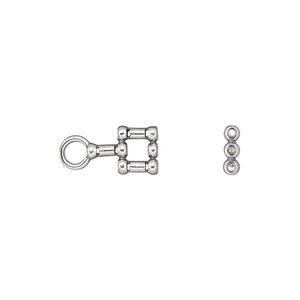 Crimp end 1pkg2 sterling silver, 15x8mm tube / 1mm inside diameter, 3-strand / antiqued / JBB Findings