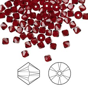 Bead 144pk Siam, Crystal Passions&reg; 4mm bicone 5328