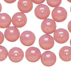 Bead 1pkg40, Preciosa, Czech glass druk, translucent pink opal, 10mm round.