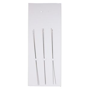 Needle, Beadalon&reg; Jewel Loom&reg;, steel, 0.46mm with 0.6mm eye width, 3 inches. Sold per pkg of 6.