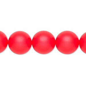 Pearl 10pk neon red, Crystal Passions&reg; 12mm round 5811