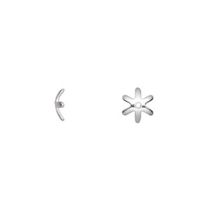 Bead cap, sterling silver, 6.5x2mm star, fits 8-12mm bead. Sold per pkg of 10.