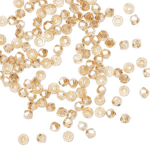 Bead 144pk translucent crystal golden shadow, Celestial Crystal&reg; 3mm bicone
