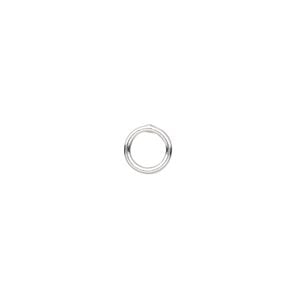 Jump ring 1pkg4 sterling silver, 7mm soldered closed round, 18 gauge / 5mm inside diameter