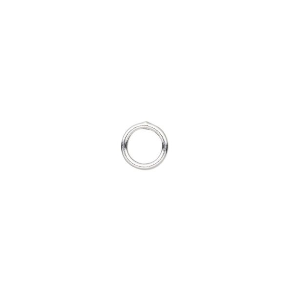 Jump ring 1pkg4 sterling silver, 7mm soldered closed round, 18 gauge / 5mm inside diameter image number 0
