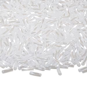 Bead, Miyuki, bugle bead, glass, pkg/250 g, 6x2mm center-drilled twisted, luster opaque white, (TW-511).