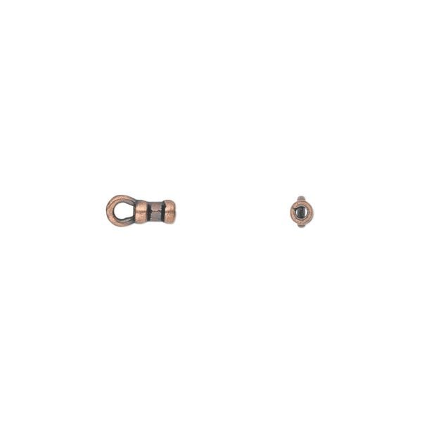 Crimp end 1pkg4 copper-plated pewter, 4x2mm tube / loop / 1mm inside diameter, antiqued / JBB Findings image number 0
