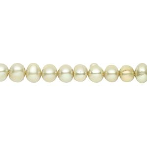 Pearl, cultured freshwater (dyed), pistachio, 4-5mm semi-round, C grade, Mohs hardness 2-1/2 to 4. Sold per 16-inch strand.