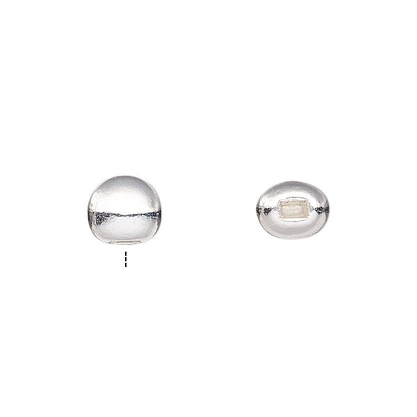 Bead end 1pkg10 silver-plated "pewter", 5mm half-drilled round / flat memory wire / 2x1mm inside diameter, Beadalon&reg; image number 0