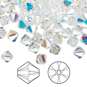 Bead 360pk crystal AB, Crystal Passions&reg; 6mm bicone 5328