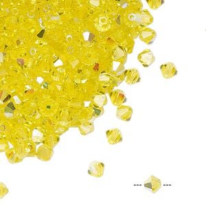 Bead 144pk citrine AB, Preciosa Czech crystal 4mm bicone
