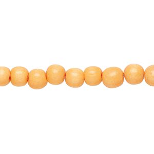 Bead 1pkg1, Taiwanese cheesewood (dyed / waxed), dark yellow, 5-6mm round, 15-1/2 to 16 inches.
