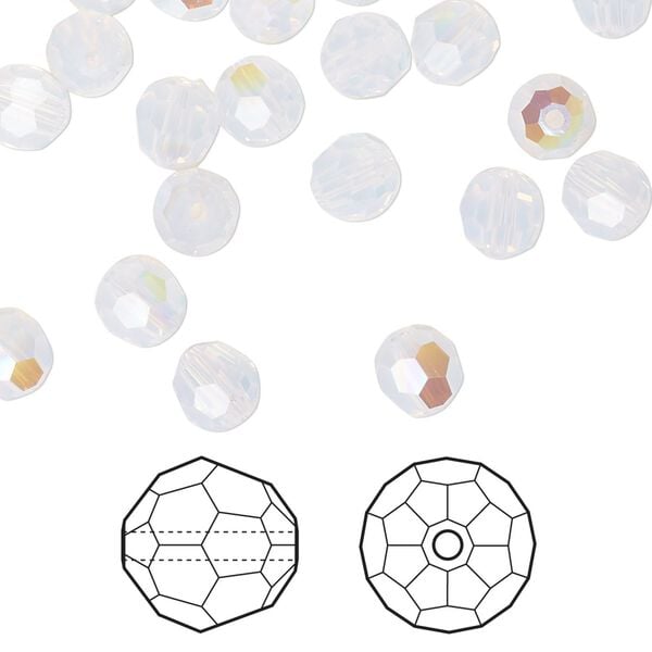 Bead 12pk white opal shimmer, Crystal Passions&reg; 6mm round 5000 image number 0