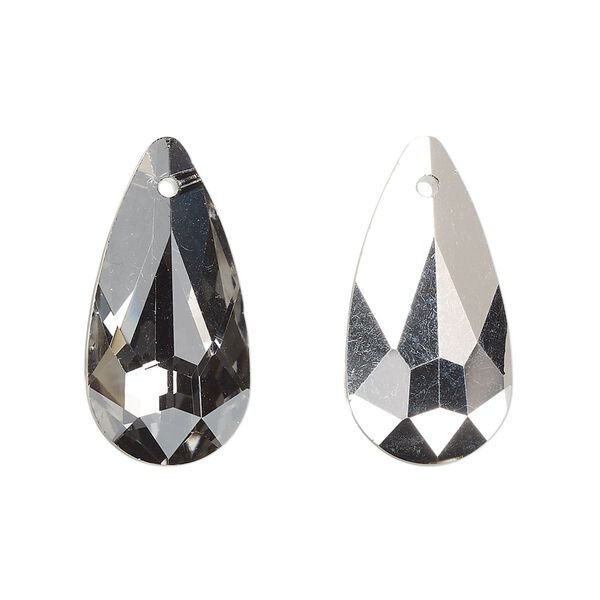 Drop, glass, opaque clear silver night, 24x12mm teardrop. Sold per pkg of 4. image number 0