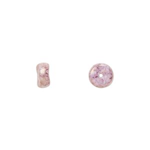 Bead, Czech pressed glass, mauve granite, 7x3mm rondelle. Sold per 15" to 16" strand.