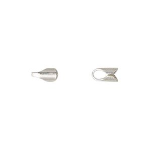 Cord end glue-in 1pkg10 sterling silver, 7.5x4mm round / 3mm inside diameter