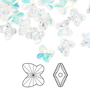 Bead 288pk crystal AB, Swarovski&reg; 8x7mm butterfly 5754