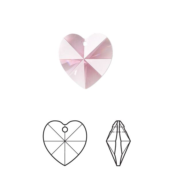Drop 144pk rose, Swarovski&reg; 14mm pendant heart 6228 image number 0