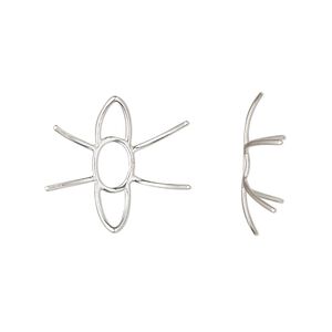 Link sterling silver 1pkg1, 20.5x19mm / 14-16mm 4-prong freeform huggie setting Amoracast&reg;