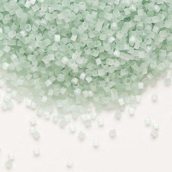 Seed bead, Delica&reg;, glass, pkg/250g, #11 round, opaque silk glass enamel mint green (DB-0828-1). image number 0