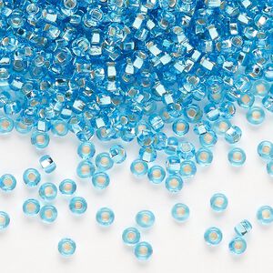 Seed bead, Preciosa Ornela Czech glass, pkg/500g, #8 rocaille, transparent silver-lined sky blue, (67010).