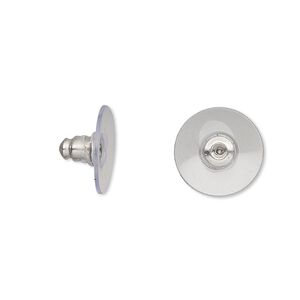 Earnut 1pkg20, 11.5x6mm comfort clutch, stainless steel / acrylic clear 10 pair