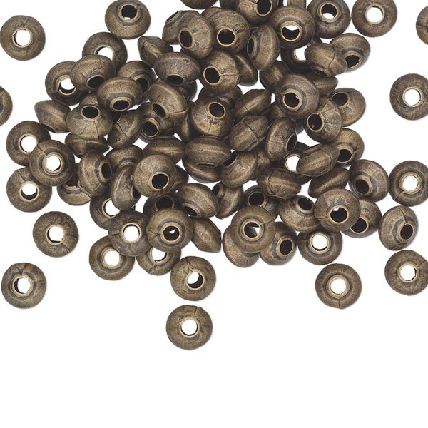 Bead 1pkg100 gold-plated, 5x3mm saucer, brass antique image number 0